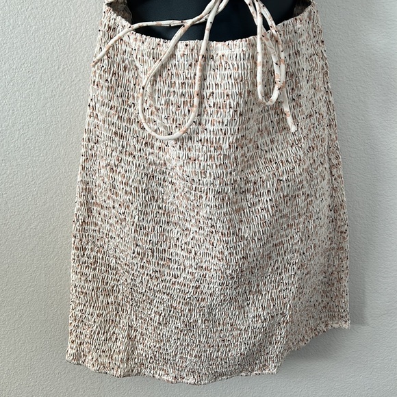 Blush BJ Cream Floral Print Cut Out Tie Smocked Mini Dress - Picture 3 of 8